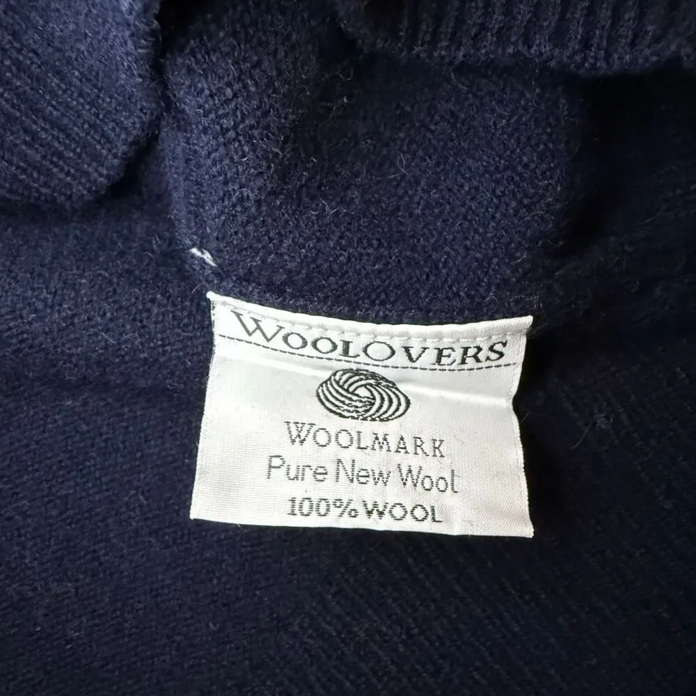 WoolOvers V-Neck Sweater | Men’s L | Navy Blue | 100% Pure New Wool | Woolmark